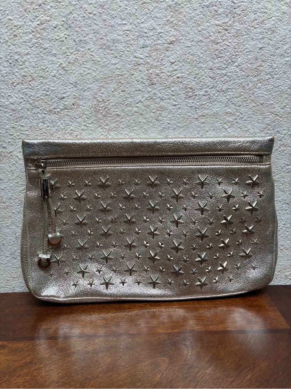 Jimmy choo Metallic Silver Star-Embellished Women’s Clutch